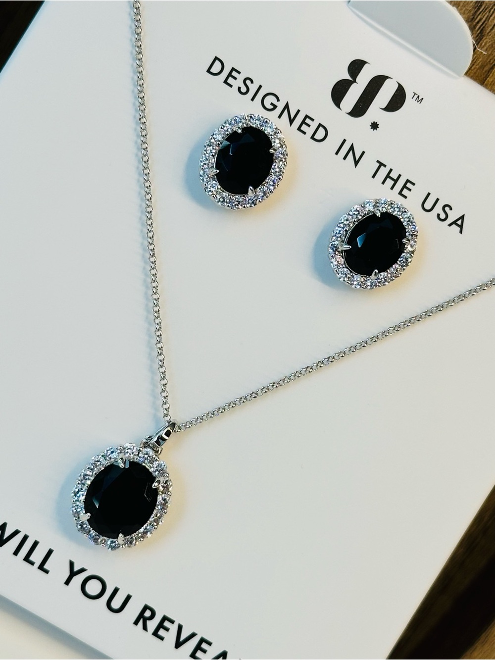 Bomb Party Gem Society Exclusive 2424 Necklace & Earring Set, Black Onyx